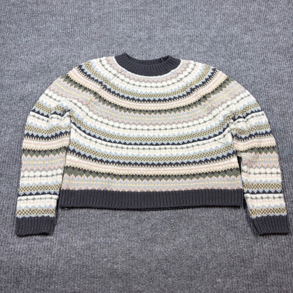 American Eagle By Payless Sweaters - American‎ Eagle Sweater Women's M Fair Isle Sweater Crew Neck Knit Gray Multi